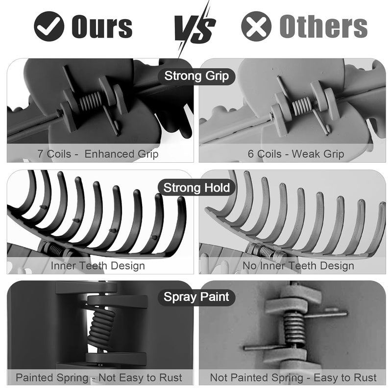 TOCESS Hair Claw Clips for Women - 8PK Large Neutral Matte Jumbo Hair Clips for Thick, Thin, Long, Short, Curly Hair Girls, Big Jaw Clip Set for Daily Use(Midnight Black) - Image 2